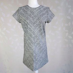 Zara Dress Graphic Art Deco Abstract Leaf Print Career Black White Medium